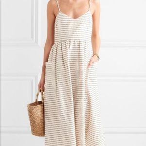 Mara Hoffman Midi Patch Pocket Dress black and cream striped